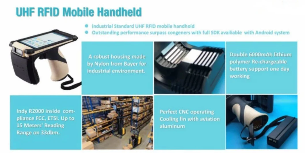 Android Impinj R2000 Long Range PDA UHF RFID Handheld Reader for Warehouse Inventory