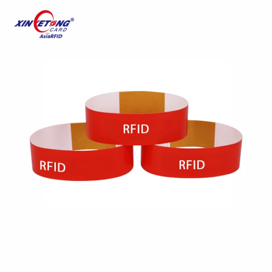 Wasserdichte 13,56 MHz HF 1K-Label-RFID-Armbänder, Einweg-RFID-Papierarmband, F08-Chip